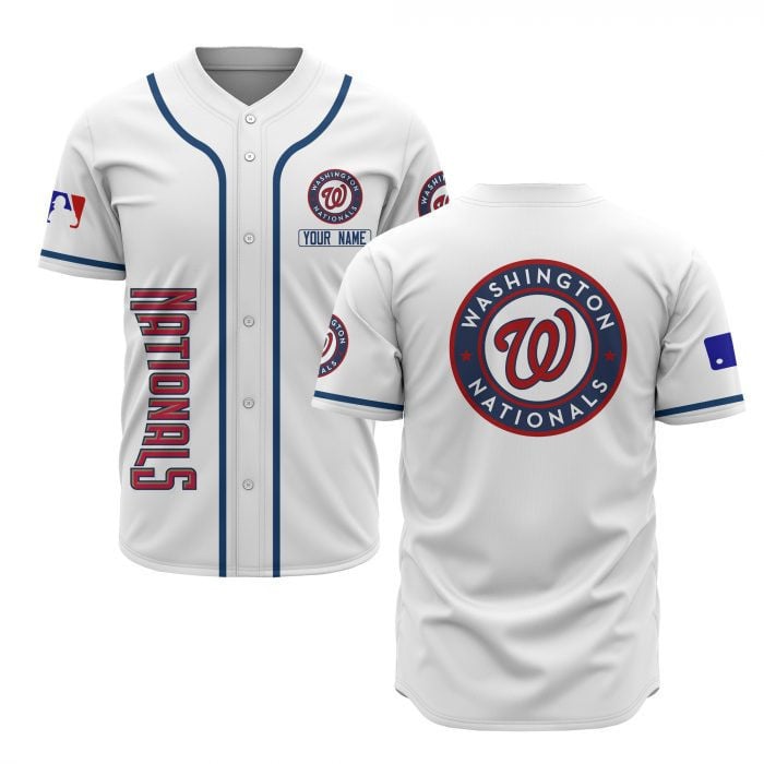 Washington Nationals Custom Name Baseball Jersey - White