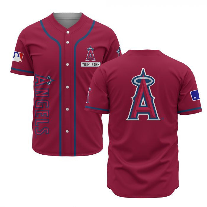 Los Angeles Angels Custom Name Baseball Jersey - Red