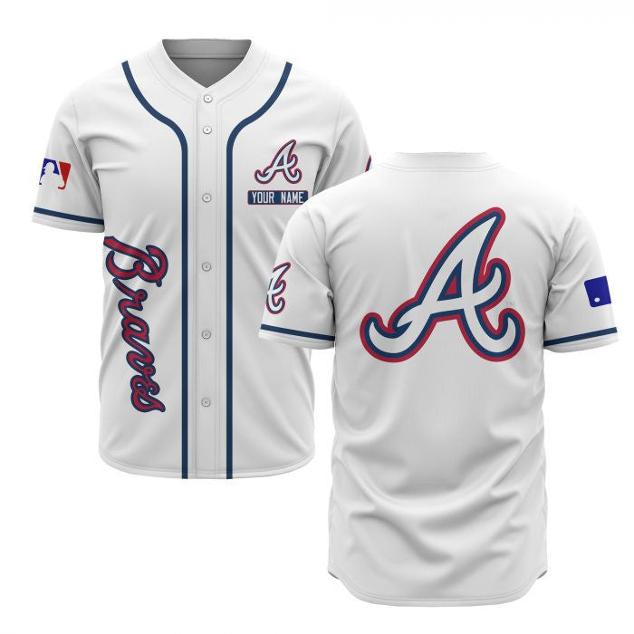 Atlanta Braves Custom Name Baseball Jersey - White