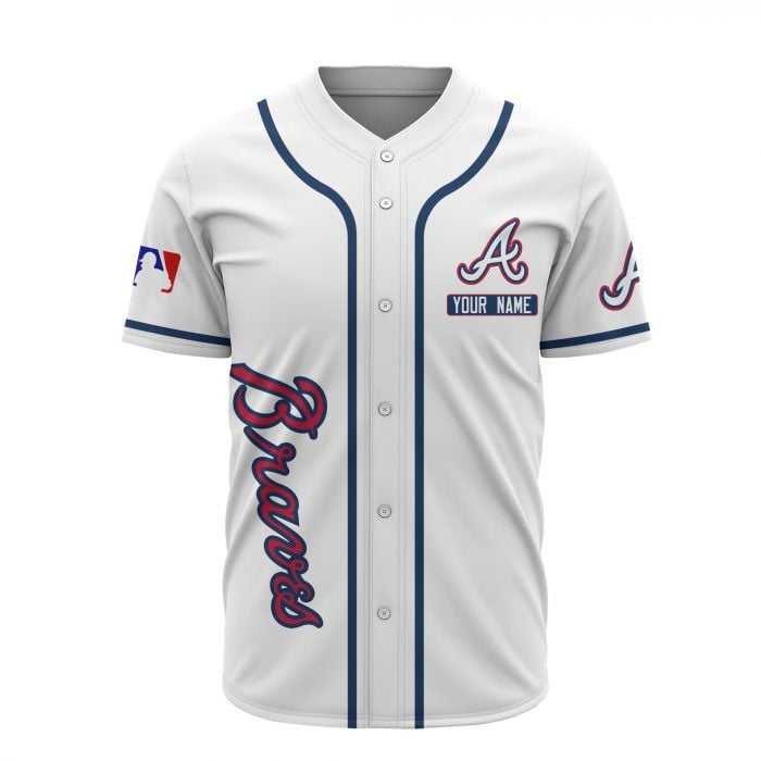 Atlanta Braves Custom Name Baseball Jersey - White