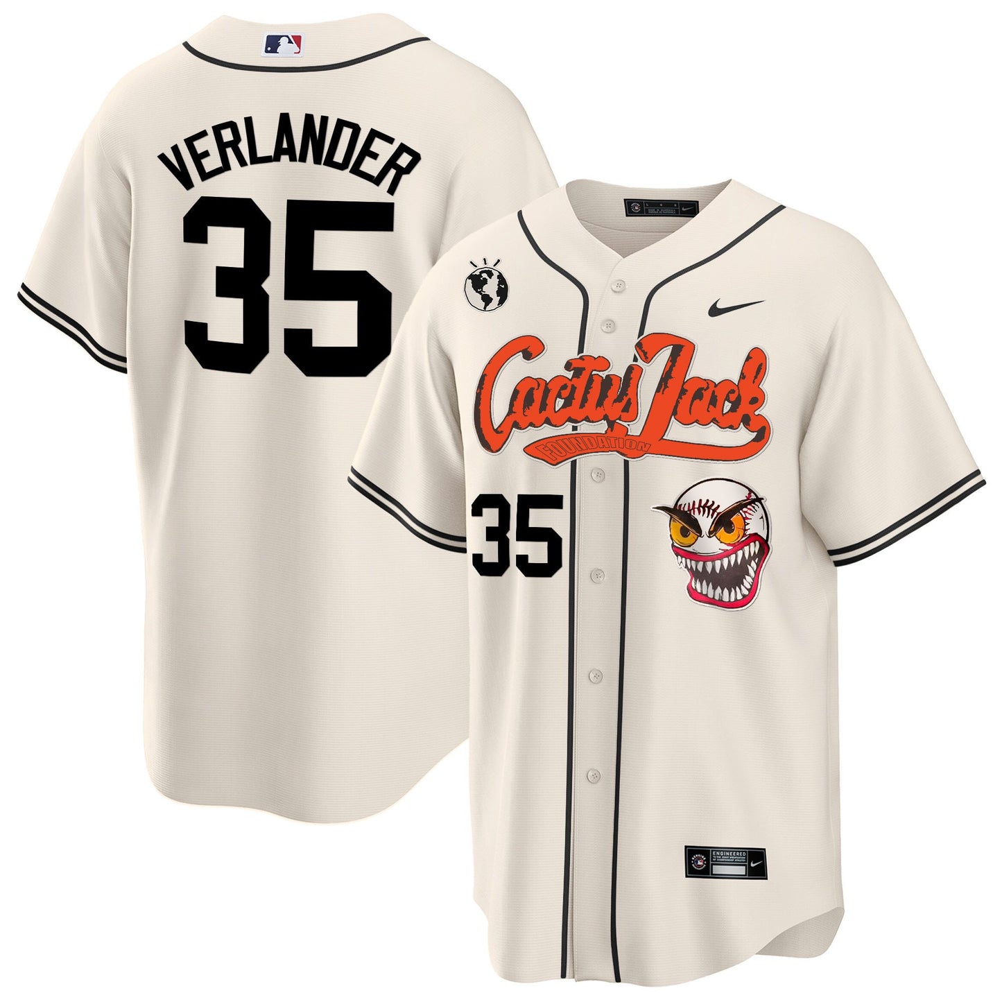 Justin Verlander 35 Houston Astros Cactus Jack Cream Jersey - Men