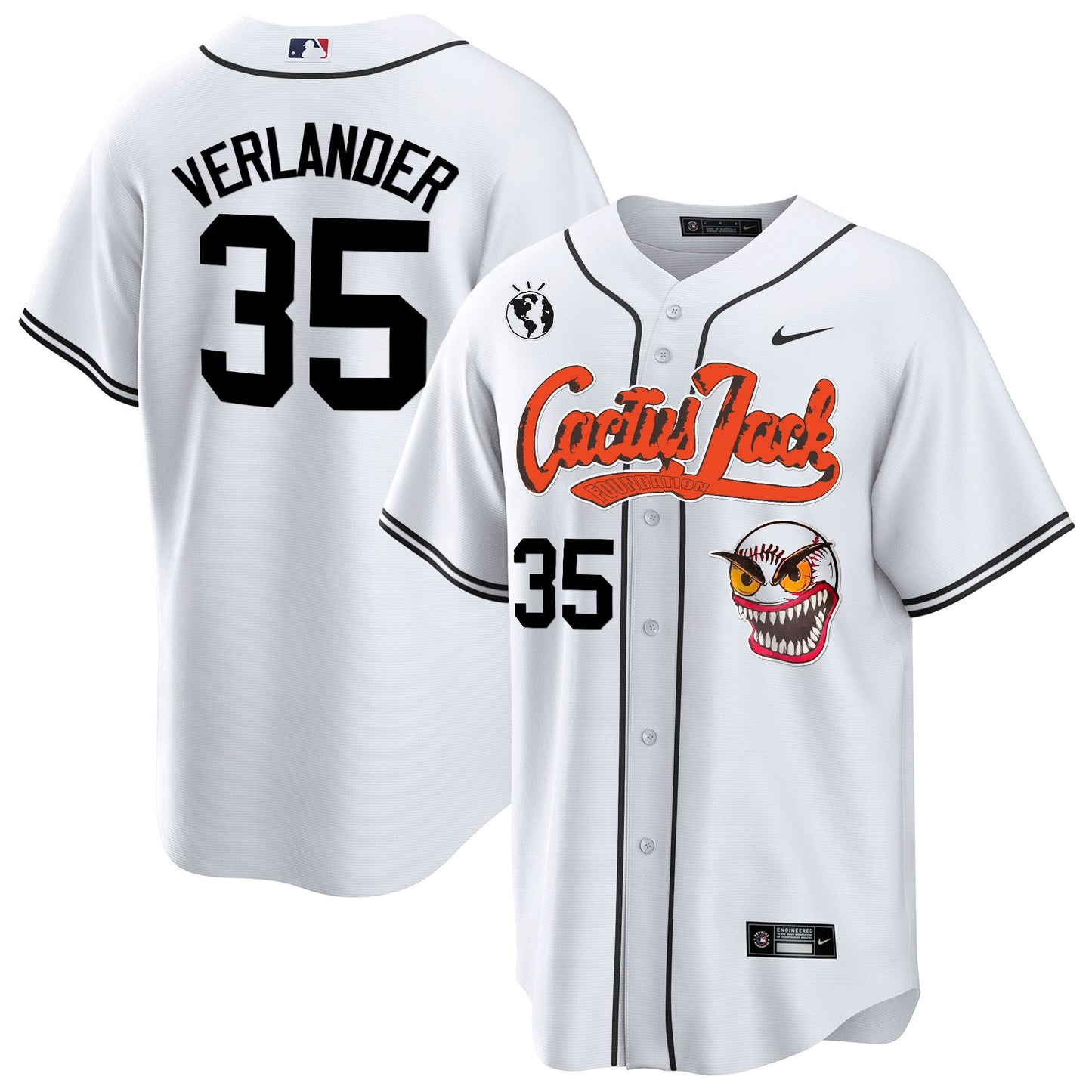 Justin Verlander 35 Houston Astros Cactus Jack White Jersey - Men