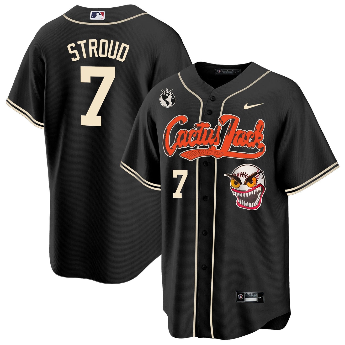CJ Stroud 7 Houston Astros Cactus Jack Men Jersey - Black