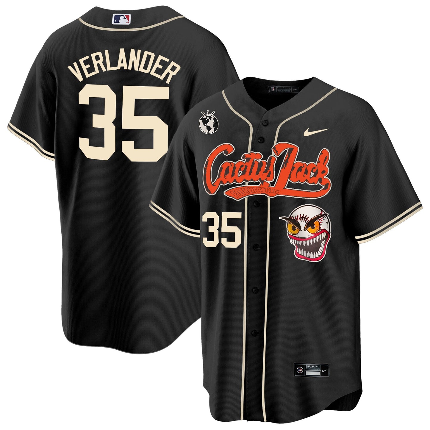 Justin Verlander 35 Houston Astros Cactus Jack Men Jersey - Black