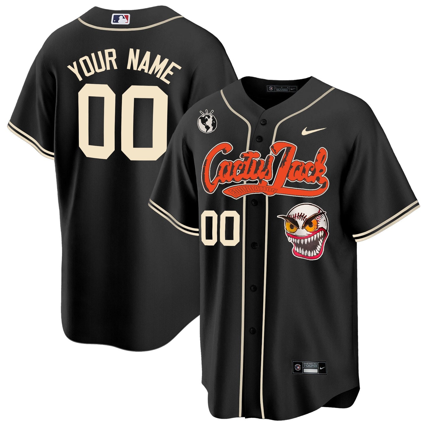 Houston Astros Cactus Jack Men Jersey Customized - Black