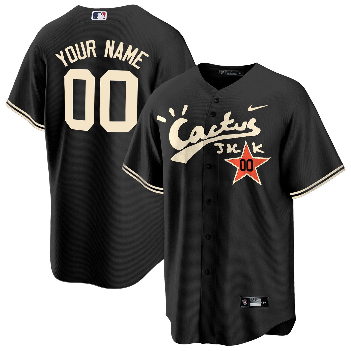 Houston Astros Cactus Jack Customized Black Jersey - Men