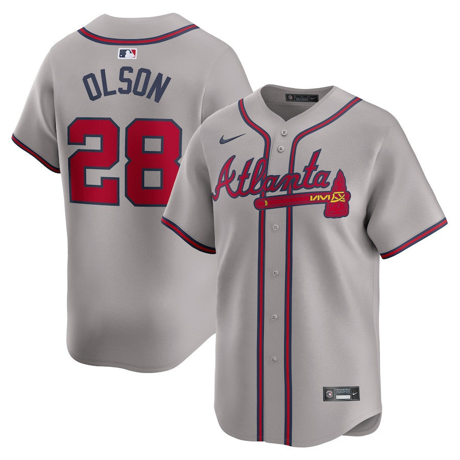 Matt Olson 28 Atlanta Braves Away Limited Player Men Jersey - Gray