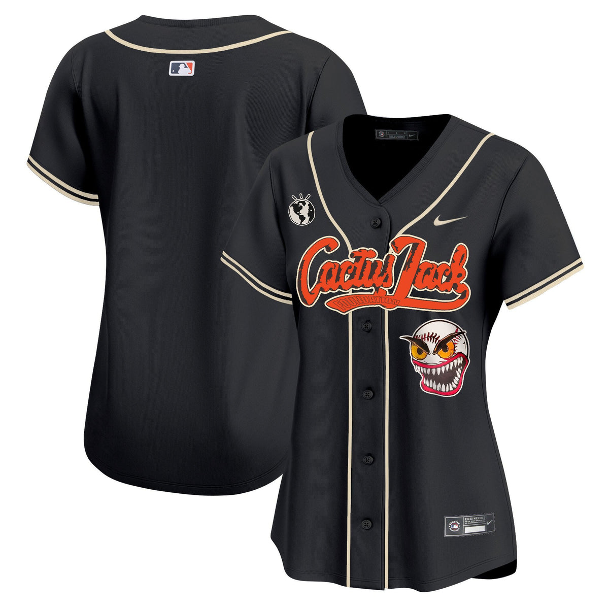 Houston Astros Cactus Jack Patch Women Jersey - Black
