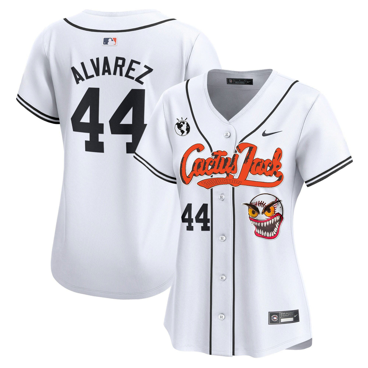 Yordan Álvarez 44 Houston Astros Cactus Jack Patch Women Jersey - White