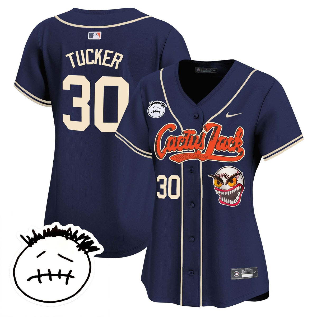Kyle Tucker 30 Houston Astros Cactus Jack Patch V3 Women Jersey - Navy