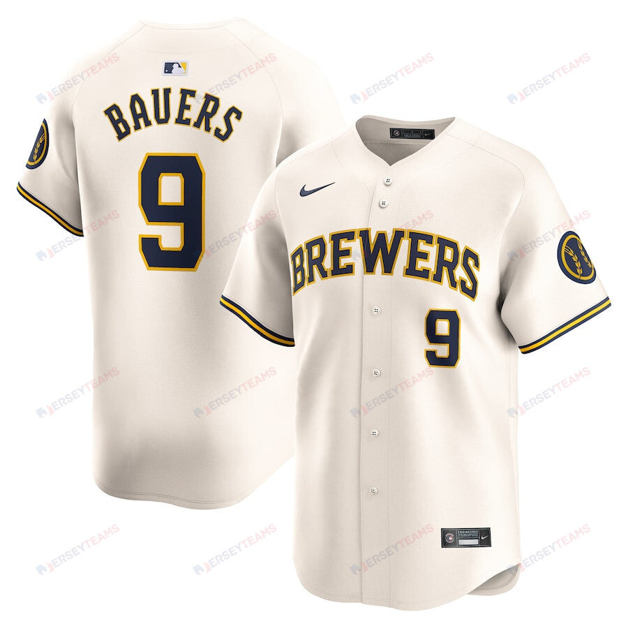 Jake Bauers 9 Milwaukee Brewers Home Limited Player Men Jersey - Cream