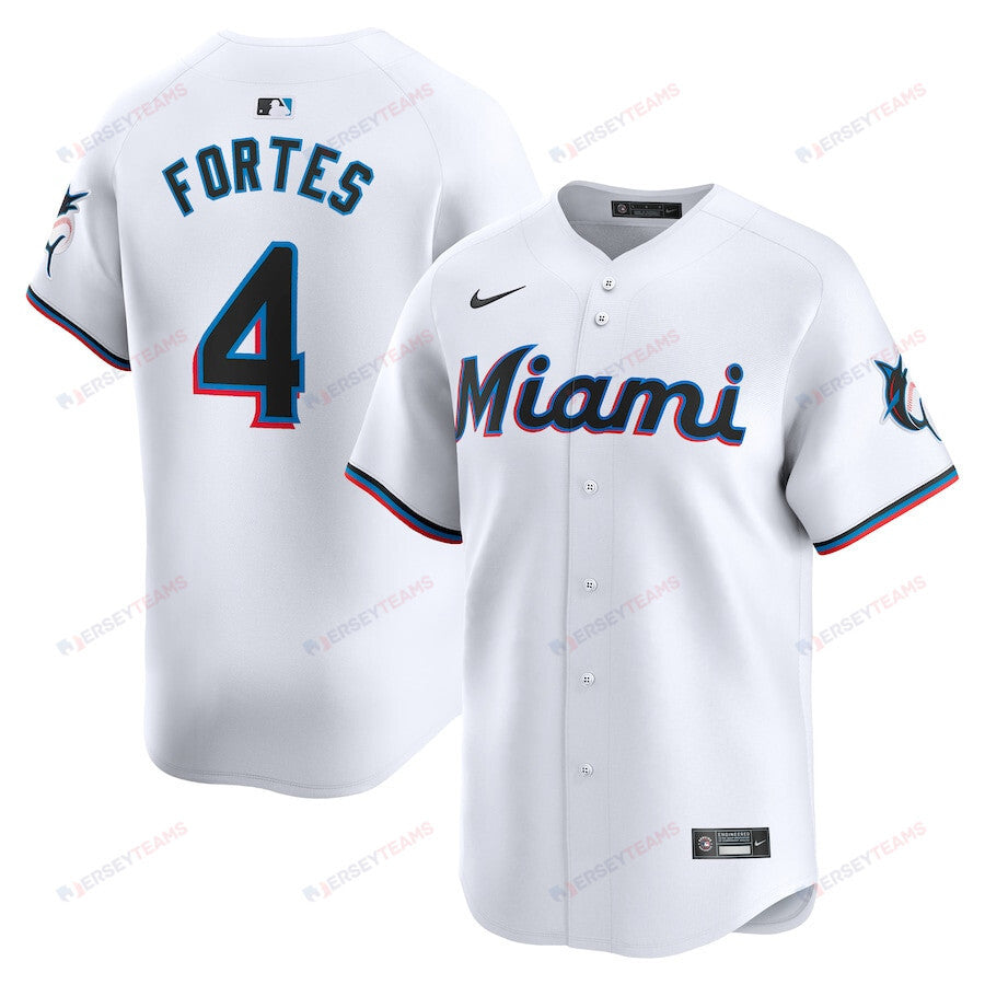Nick Fortes 4 Miami Marlins Home Limited Player Men Jersey - White
