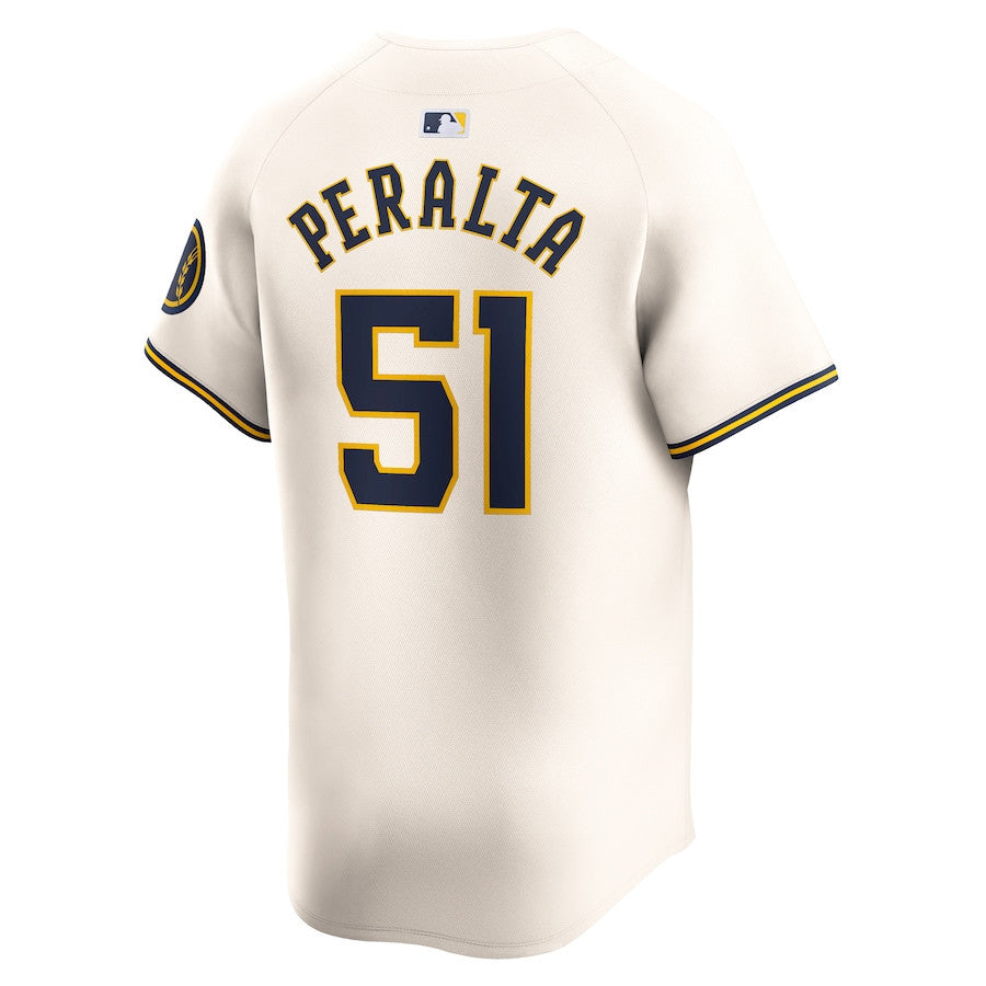 Freddy Peralta 51 Milwaukee Brewers Home Limited Player Men Jersey - Cream