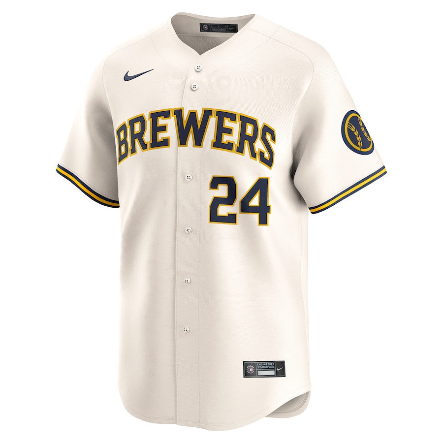 William Contreras 24 Milwaukee Brewers Home Limited Player Men Jersey - Cream