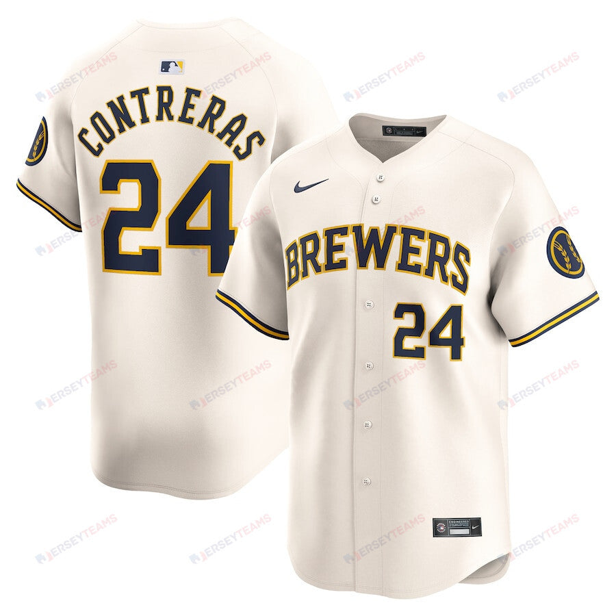 William Contreras 24 Milwaukee Brewers Home Limited Player Men Jersey - Cream