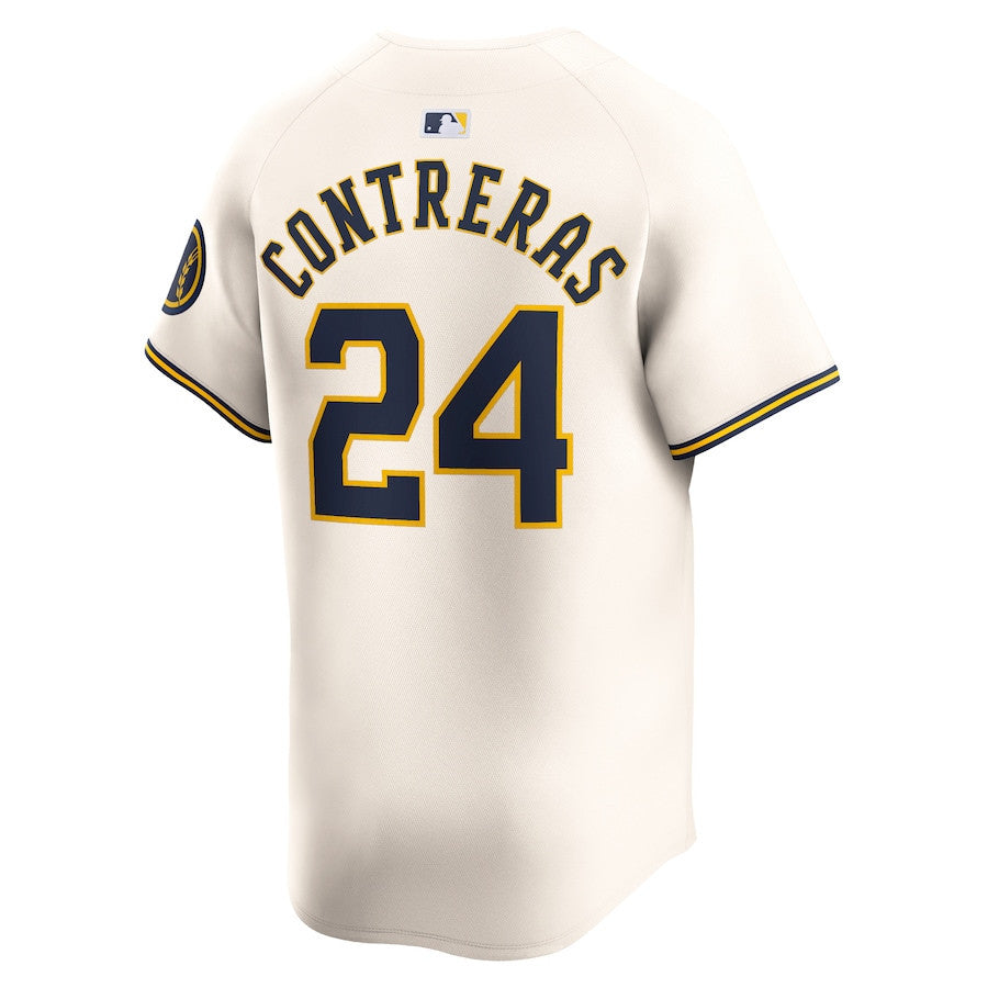 William Contreras 24 Milwaukee Brewers Home Limited Player Men Jersey - Cream