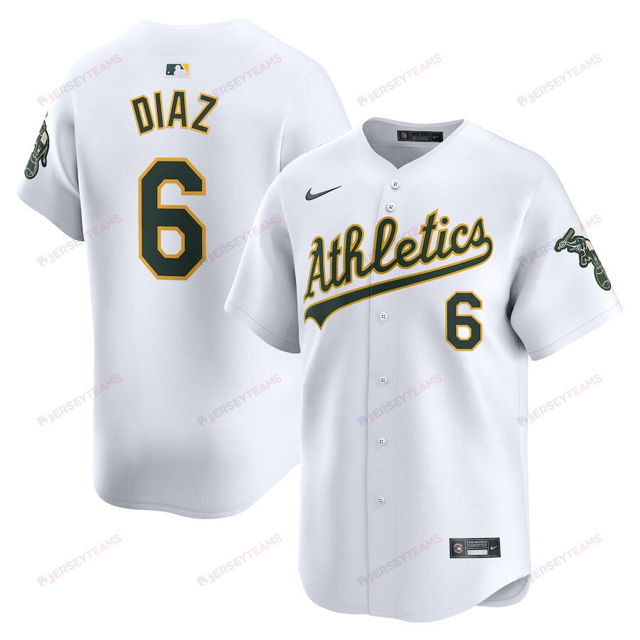 Jordan Diaz 6 Oakland Athletics Home Limited Player Men Jersey - White