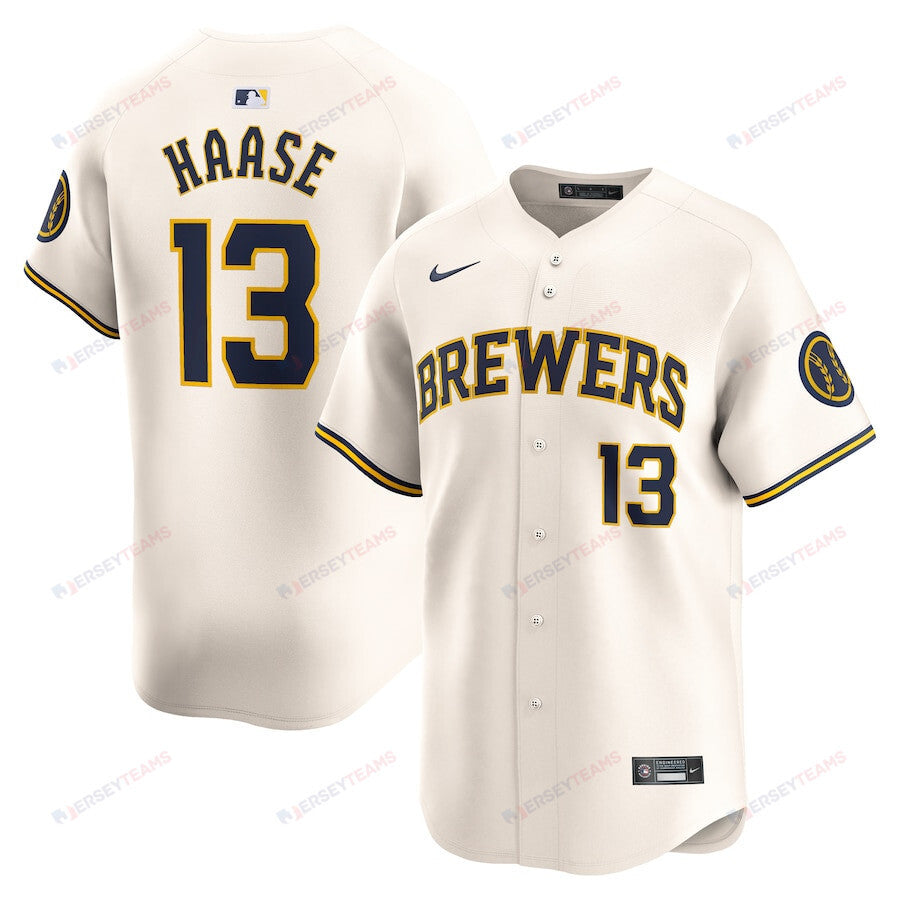 Eric Haase 13 Milwaukee Brewers Home Limited Player Men Jersey - Cream
