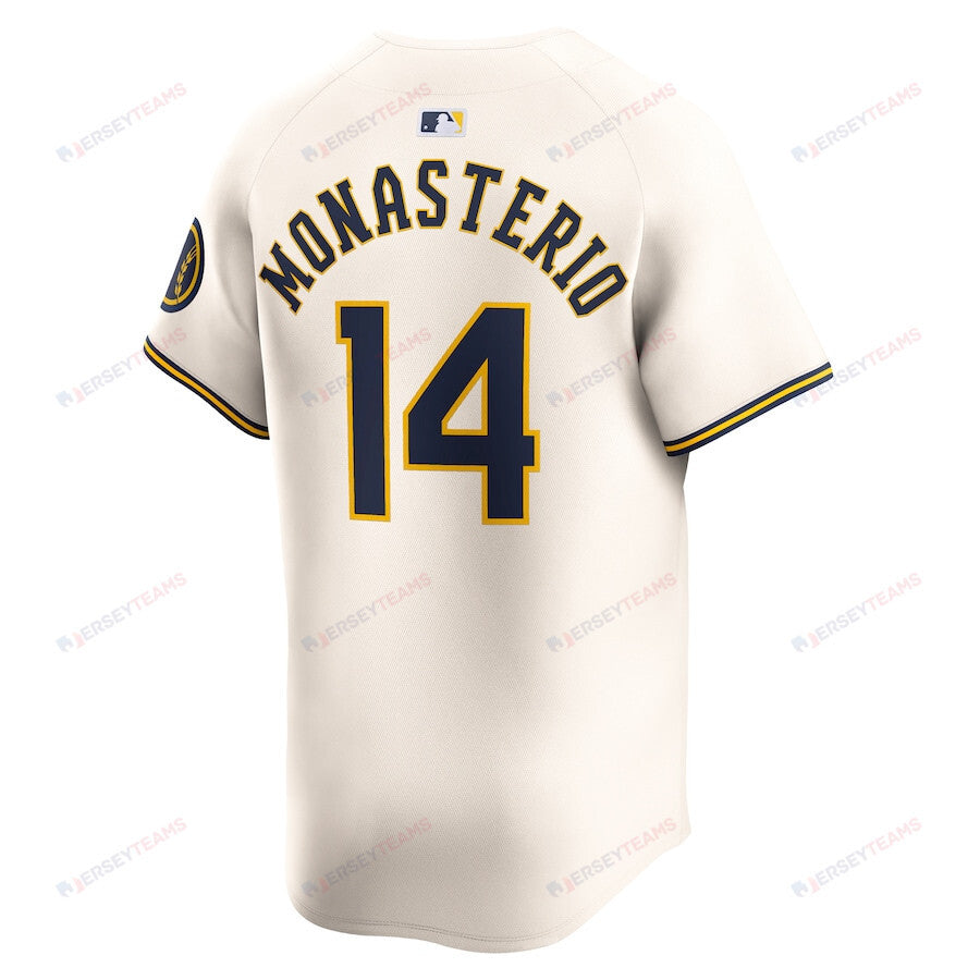 Andruw Monasterio 14 Milwaukee Brewers Home Limited Player Men Jersey - Cream