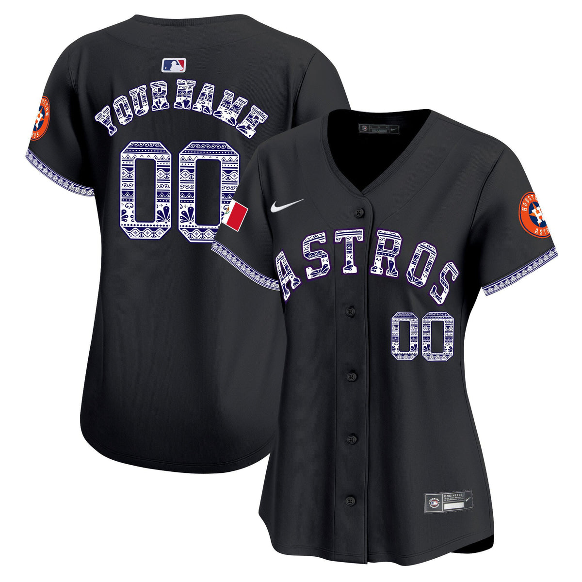 Houston Astros Mexico Custom Women Jersey - Black