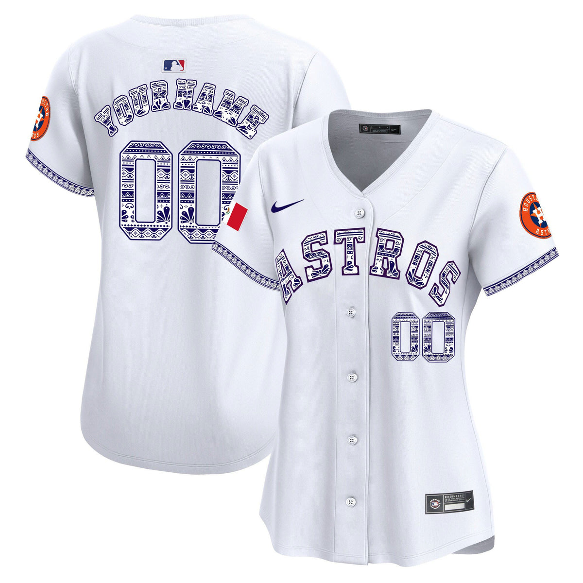 Houston Astros Mexico Custom Women Jersey - White