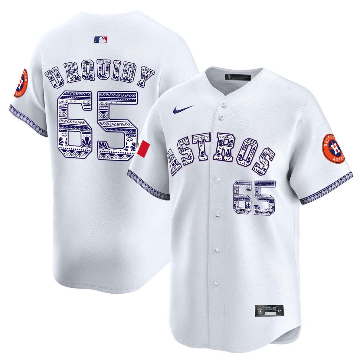 Jose Urquidy 65 Houston Astros Mexico Men Jersey - White