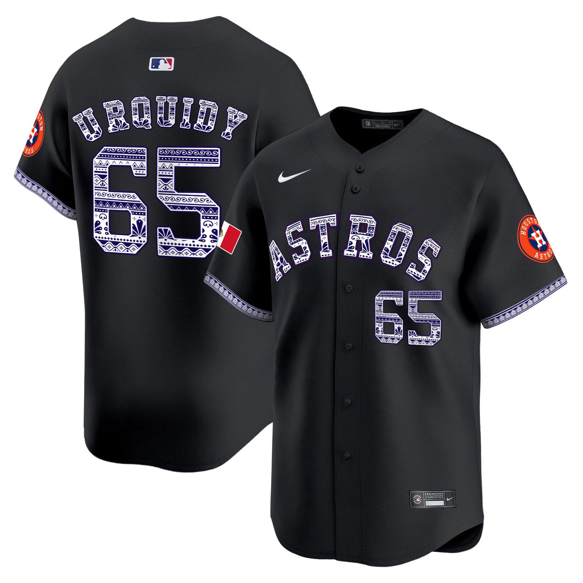 Jose Urquidy 65 Houston Astros Mexico Men Jersey - Black