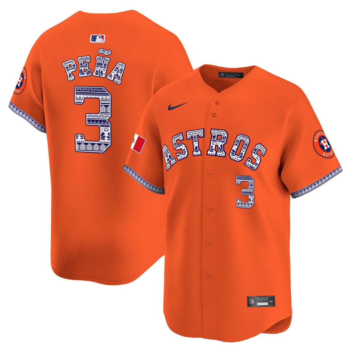 Jeremy Pena 3 Houston Astros Mexico Men Jersey - Orange