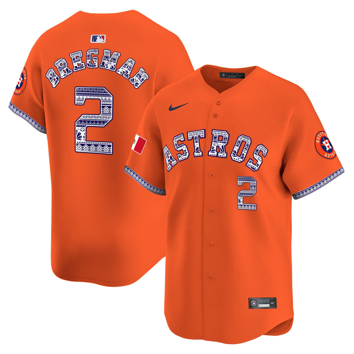 Alex Bregman 2 Houston Astros Mexico Men Jersey - Orange