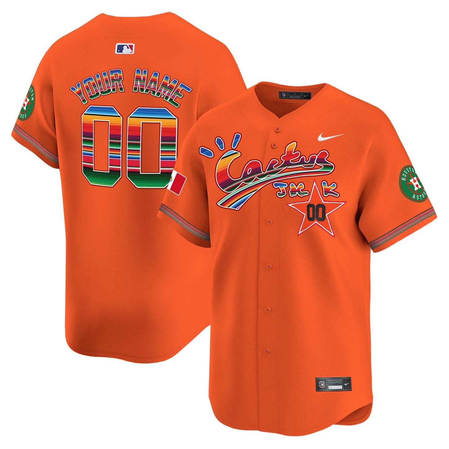 Houston Astros Mexico Cactus Jack Custom Men Jersey - Orange