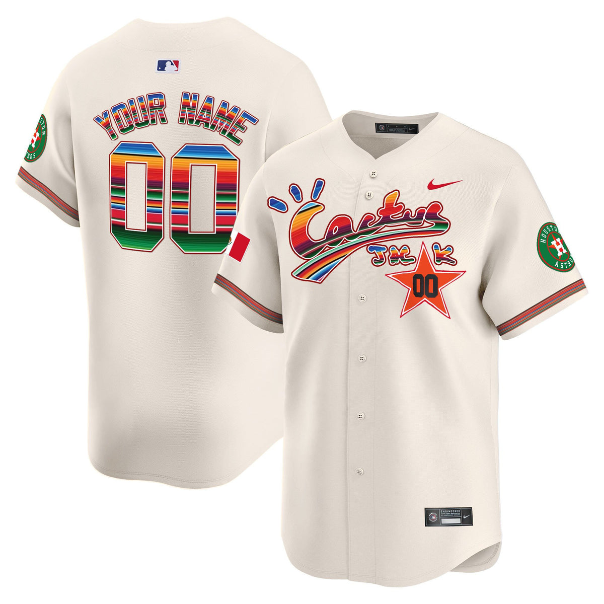 Houston Astros Mexico Cactus Jack Custom Men Jersey - Cream