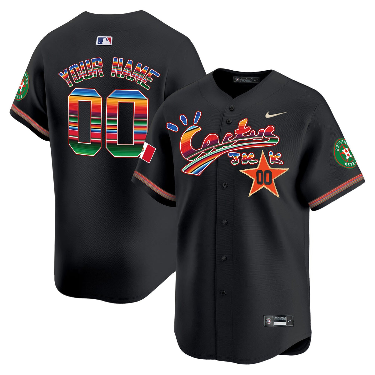 Houston Astros Mexico Cactus Jack Custom Men Jersey - Black