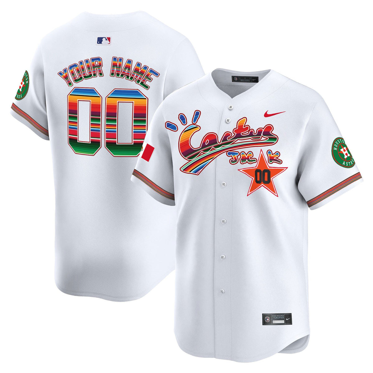 Houston Astros Mexico Cactus Jack Custom Men Jersey - White