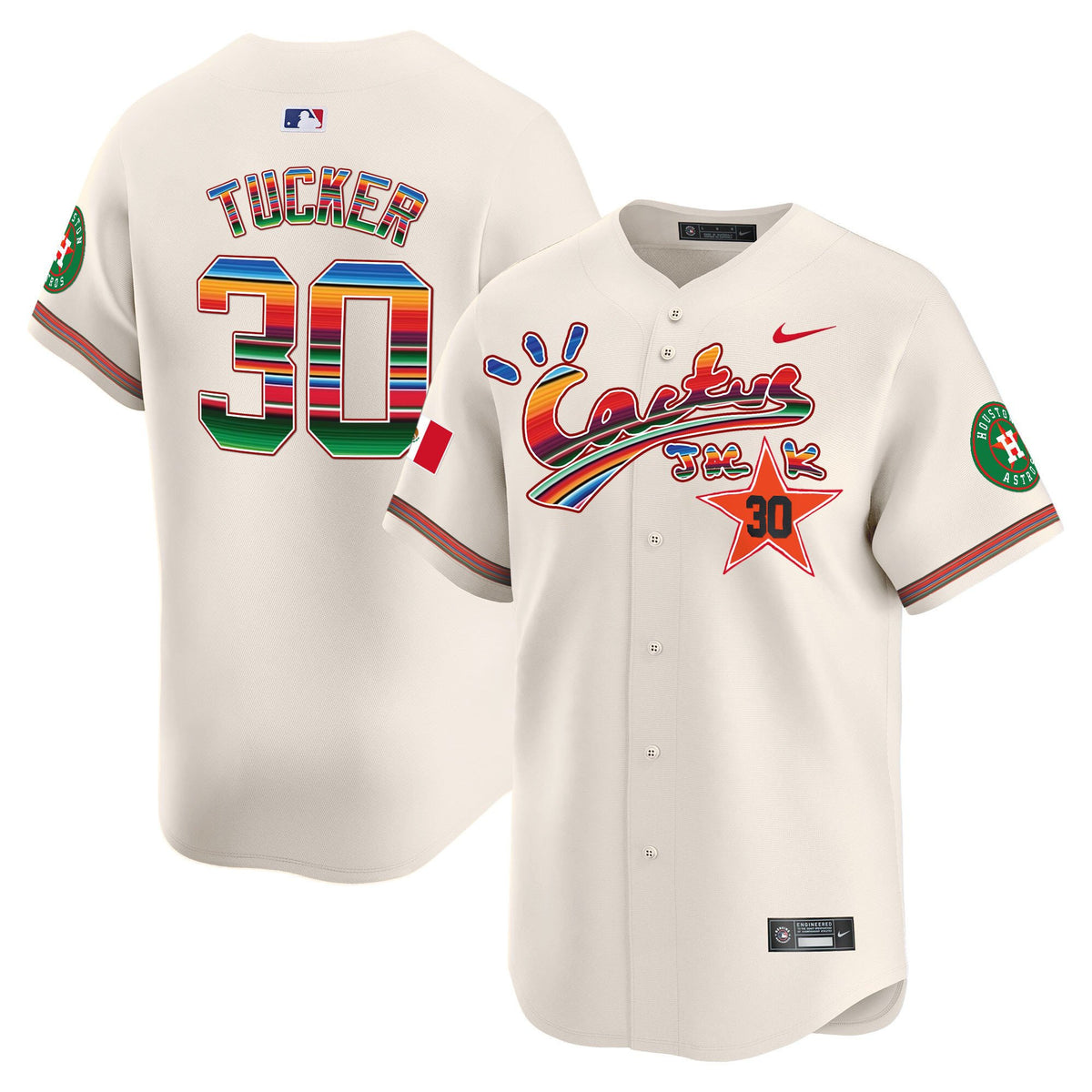 Kyle Tucker 30 Houston Astros Mexico Cactus Jack Men Jersey - Cream