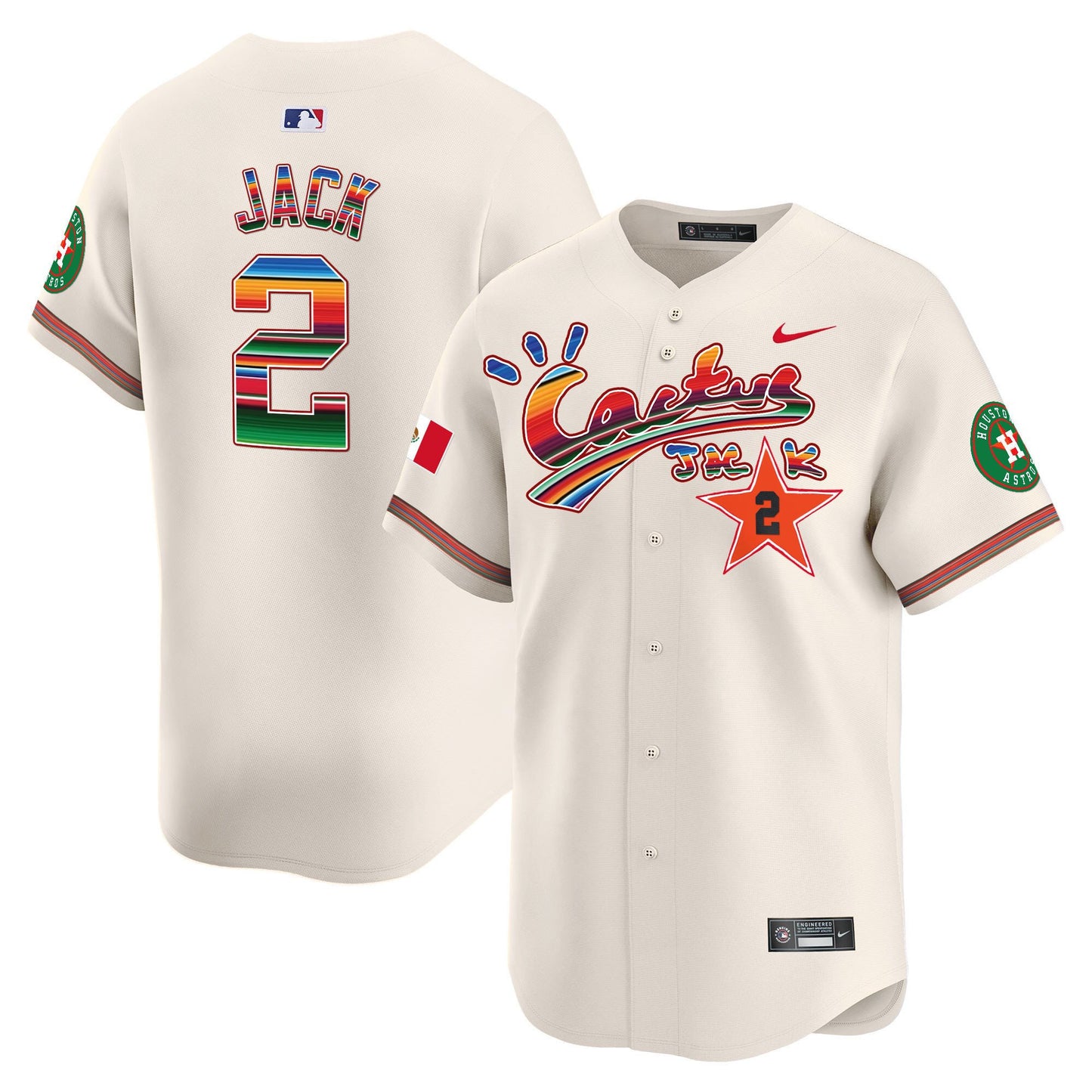 Jack 2 Houston Astros Mexico Cactus Jack Men Jersey - Cream