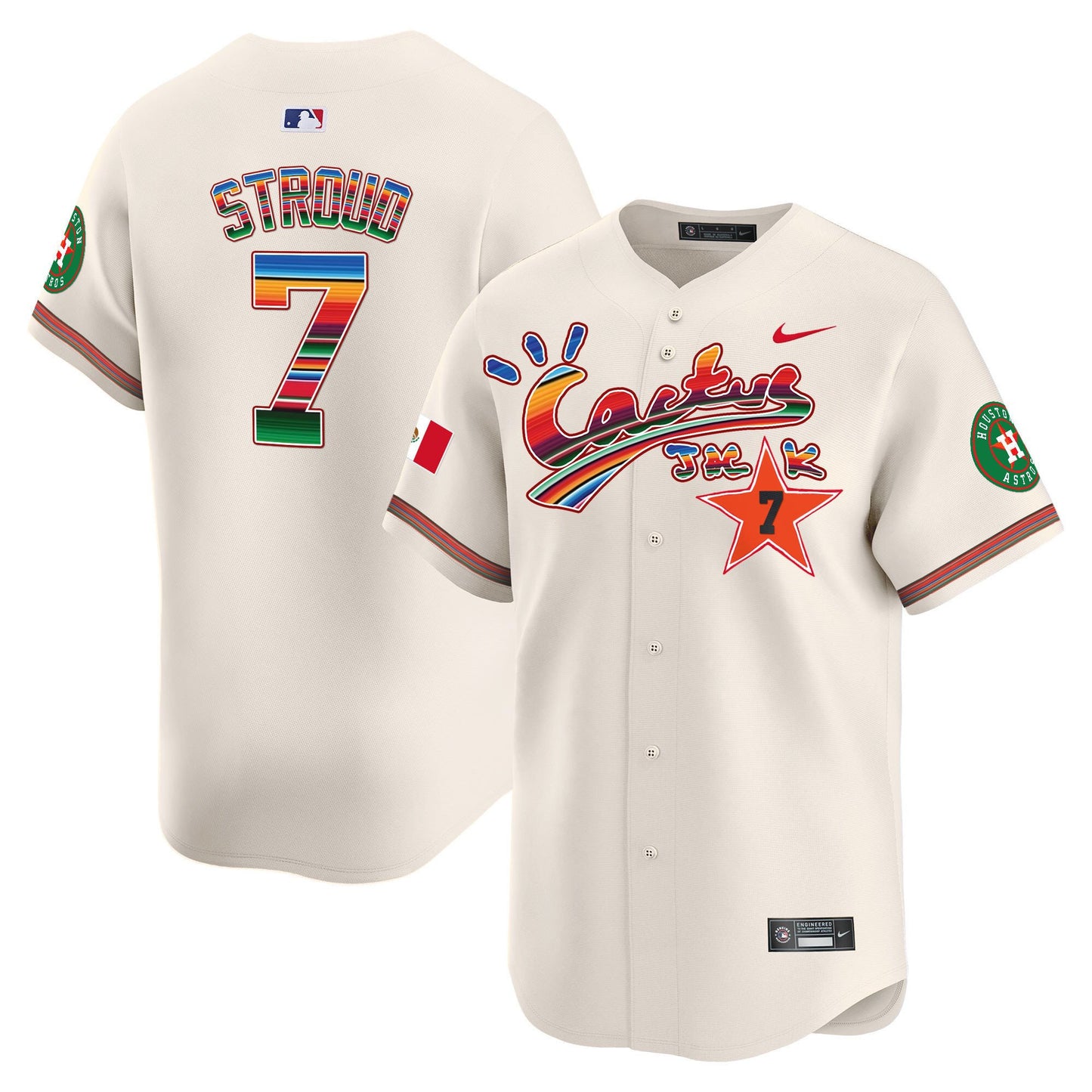 CJ Stroud 7 Houston Astros Mexico Cactus Jack Men Jersey - Cream