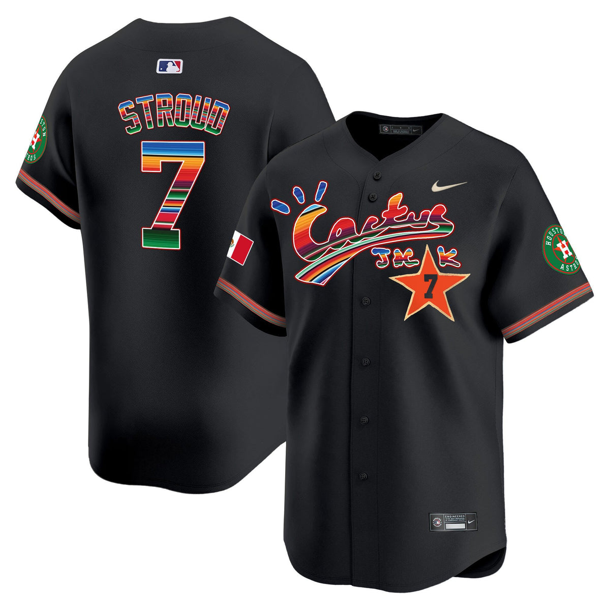 CJ Stroud 7 Houston Astros Mexico Cactus Jack Men Jersey - Black
