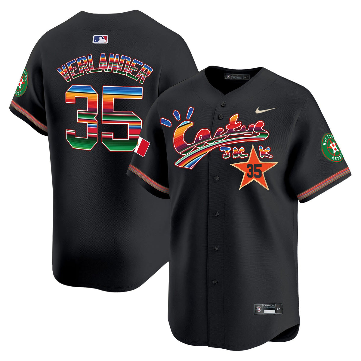 Justin Verlander 35 Houston Astros Mexico Cactus Jack Men Jersey - Black