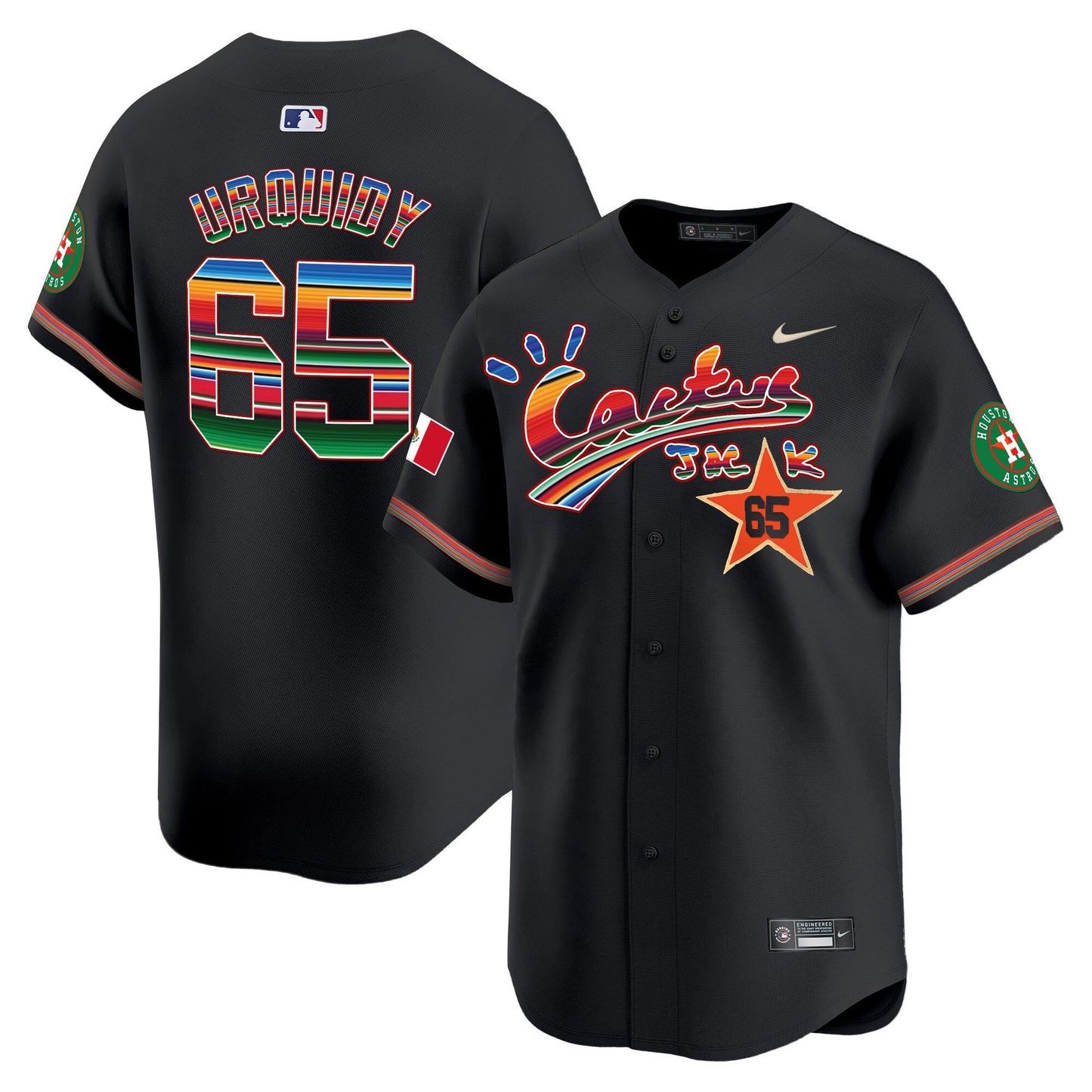 Jose Urquidy 65 Houston Astros Mexico Cactus Jack Men Jersey - Black