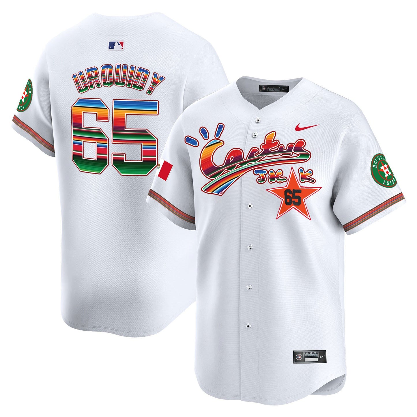 Jose Urquidy 65 Houston Astros Mexico Cactus Jack Men Jersey - White