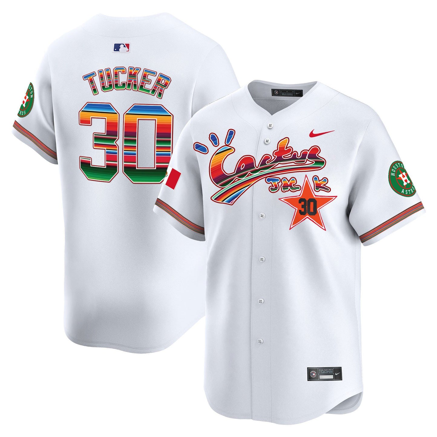 Kyle Tucker 30 Houston Astros Mexico Cactus Jack Men Jersey - White