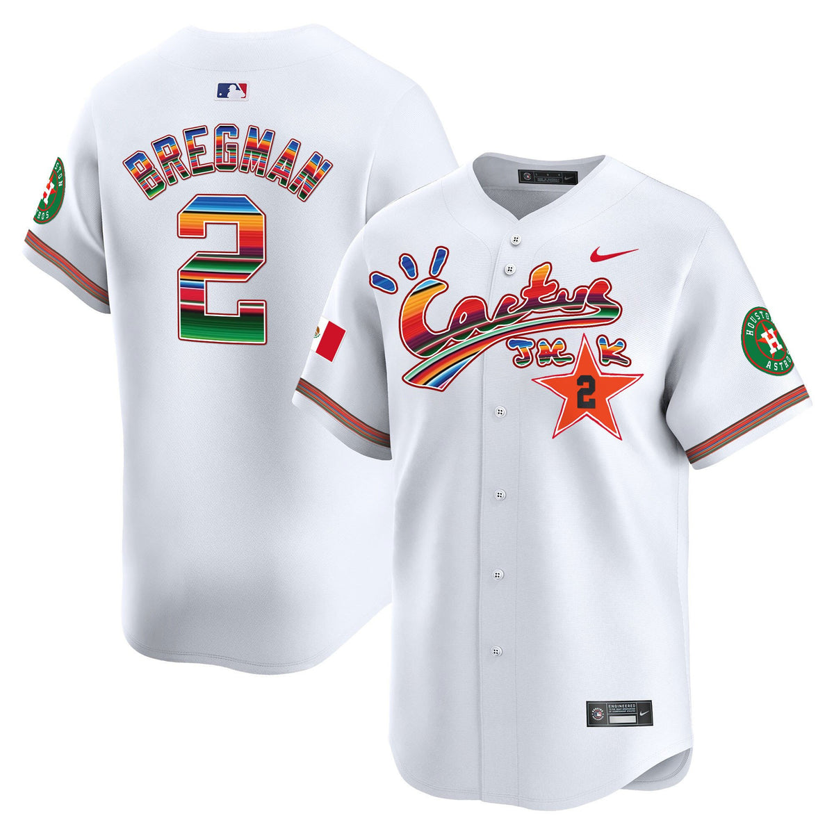 Alex Bregman 2 Houston Astros Mexico Cactus Jack Men Jersey - White