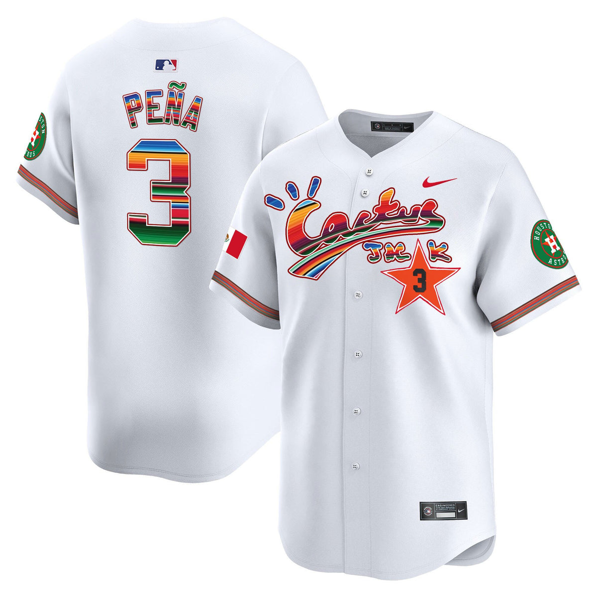 Jeremy Pena 3 Houston Astros Mexico Cactus Jack Men Jersey - White
