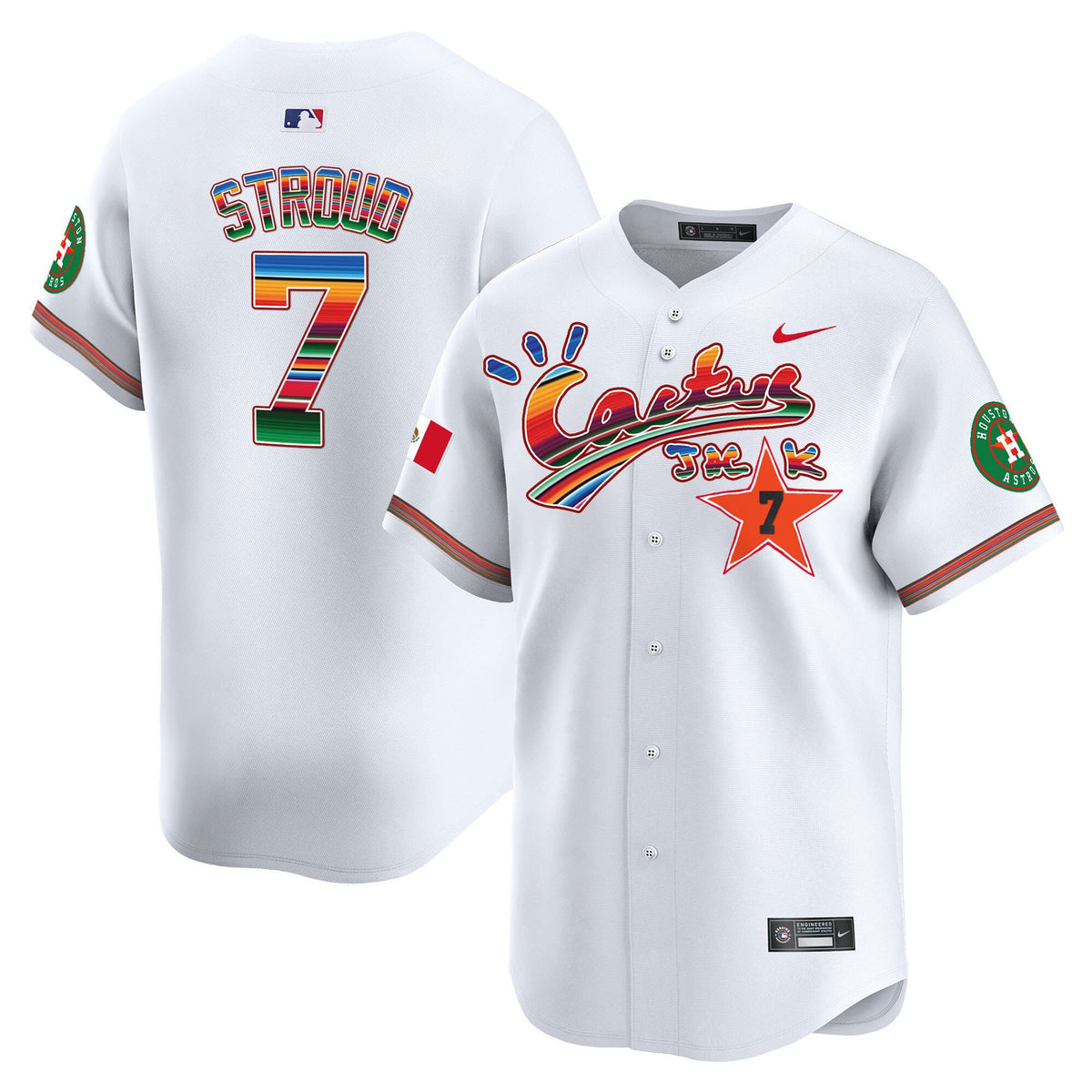 CJ Stroud 7 Houston Astros Mexico Cactus Jack Men Jersey - White