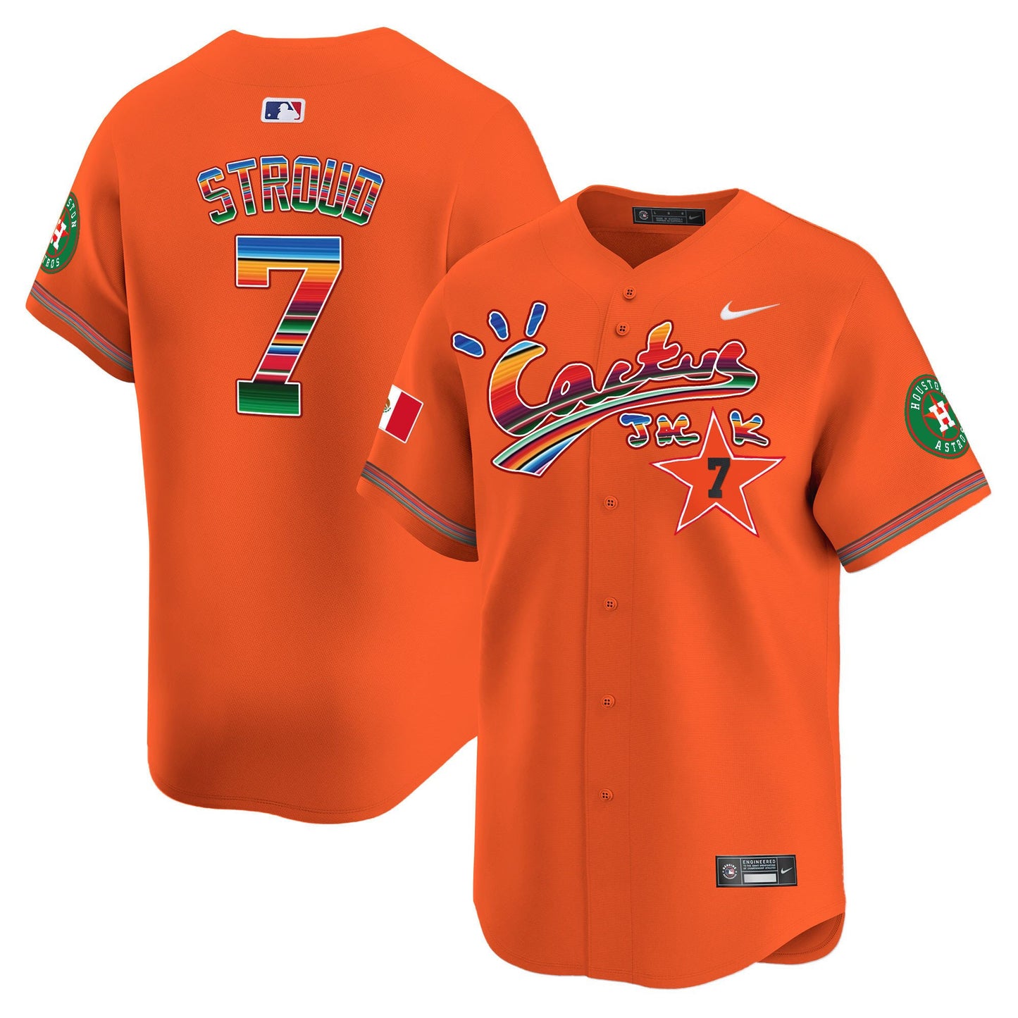 CJ Stroud 7 Houston Astros Mexico Cactus Jack Men Jersey - Orange
