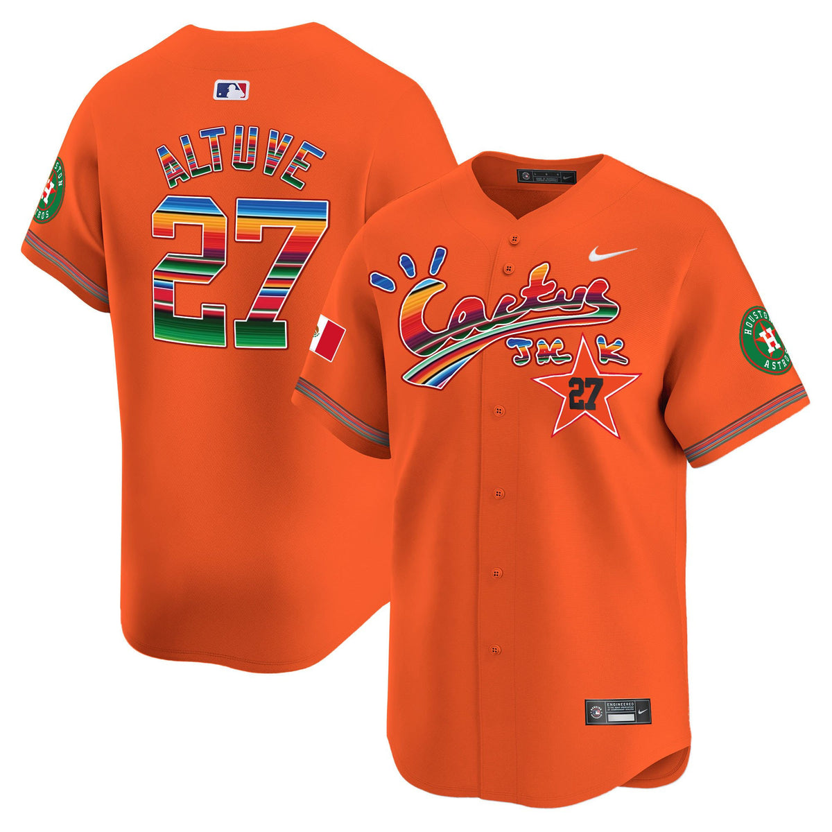 José Altuve 27 Houston Astros Mexico Cactus Jack Men Jersey - Orange