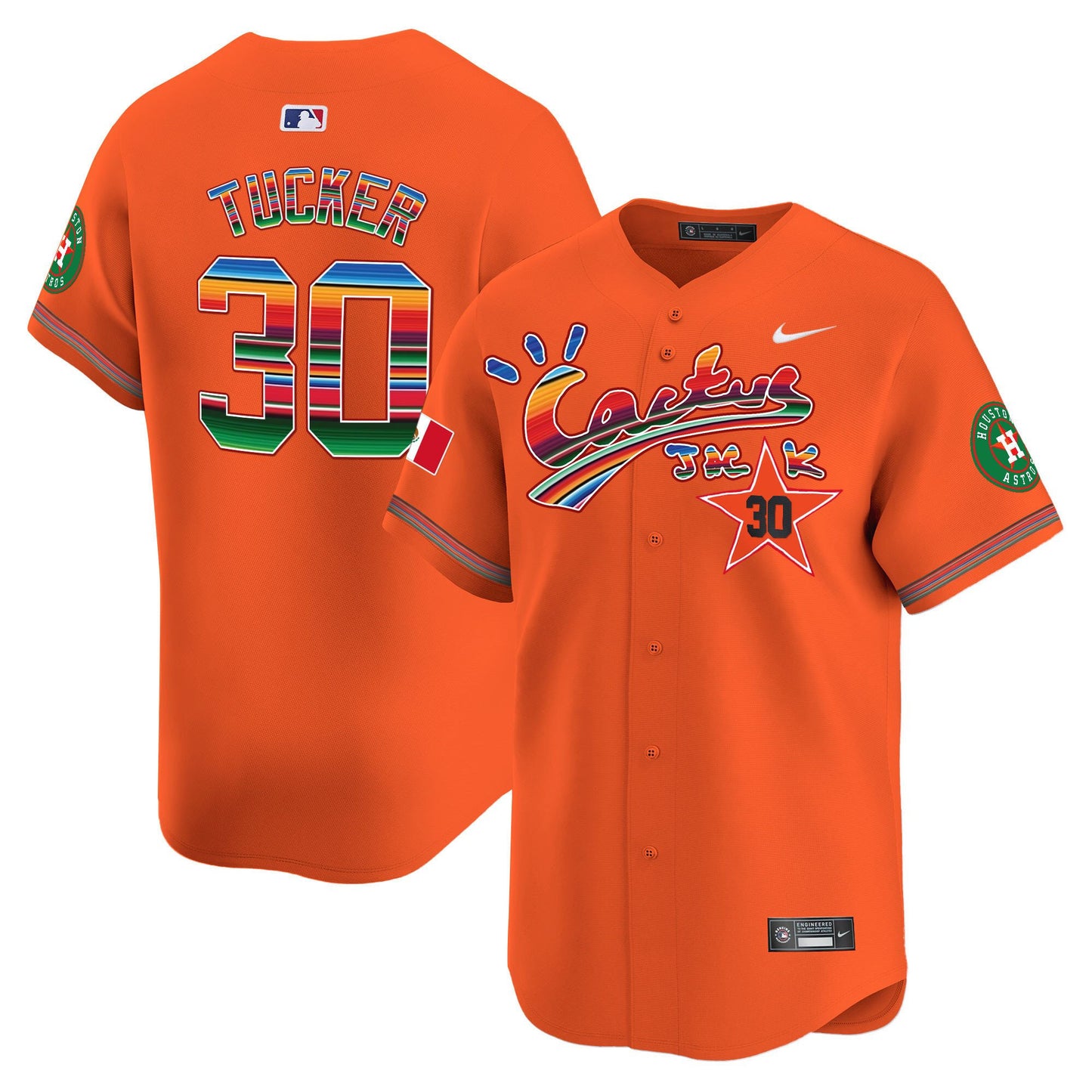 Kyle Tucker 30 Houston Astros Mexico Cactus Jack Men Jersey - Orange