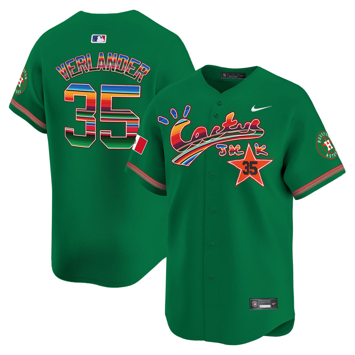 Justin Verlander 35 Houston Astros Mexico Cactus Jack Men Jersey - Green