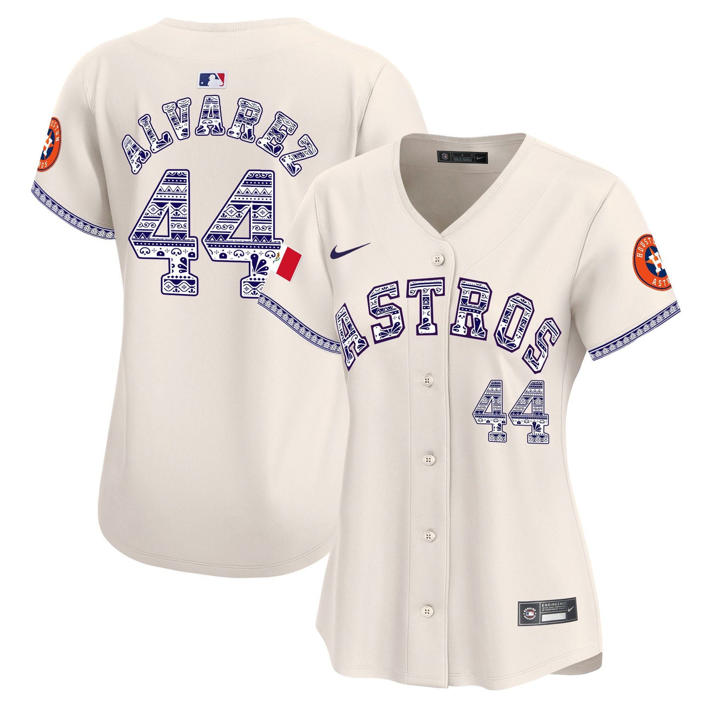 Yordan Álvarez 44 Houston Astros Mexico Women Jersey - Cream