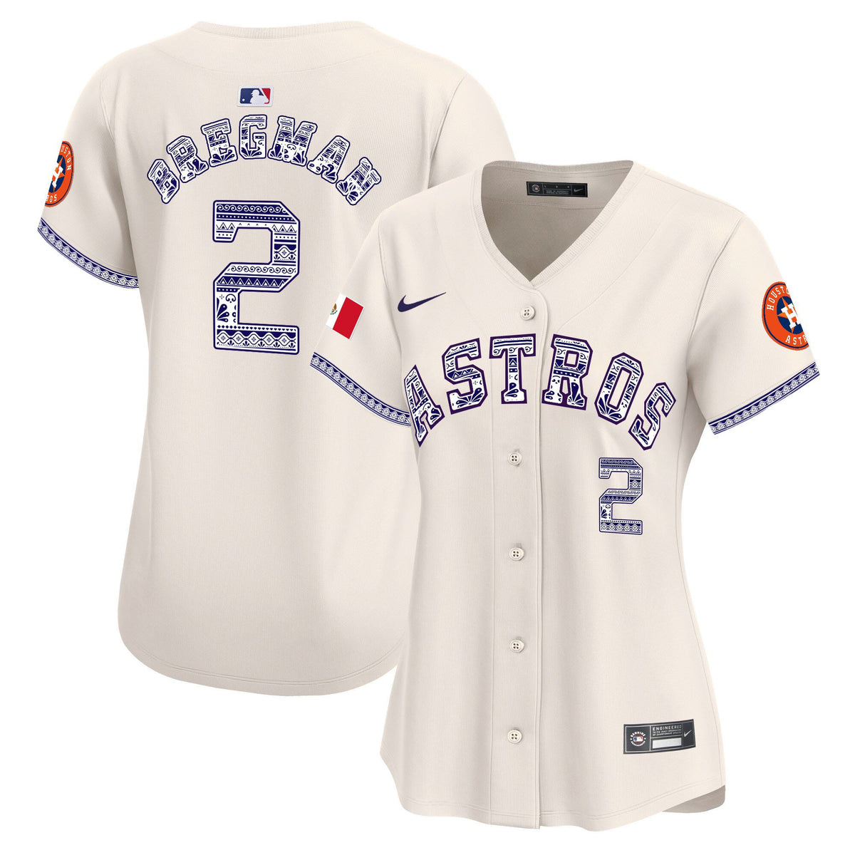 Alex Bregman 2 Houston Astros Mexico Women Jersey - Cream
